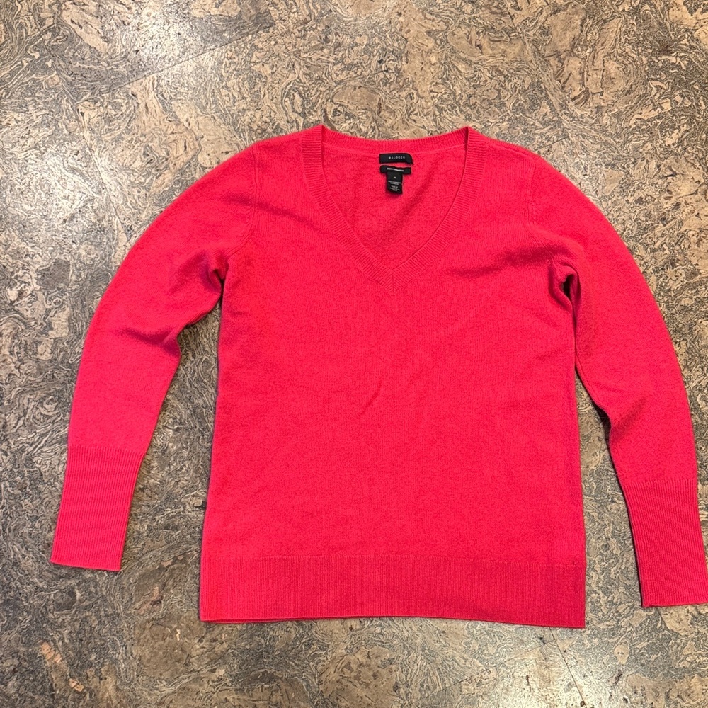 Halogen V-Neck Sweater - Vibrant Red
